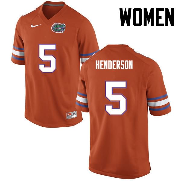 NCAA Florida Gators CJ Henderson Women's #5 Nike Orange Stitched Authentic College Football Jersey UEN7664JM